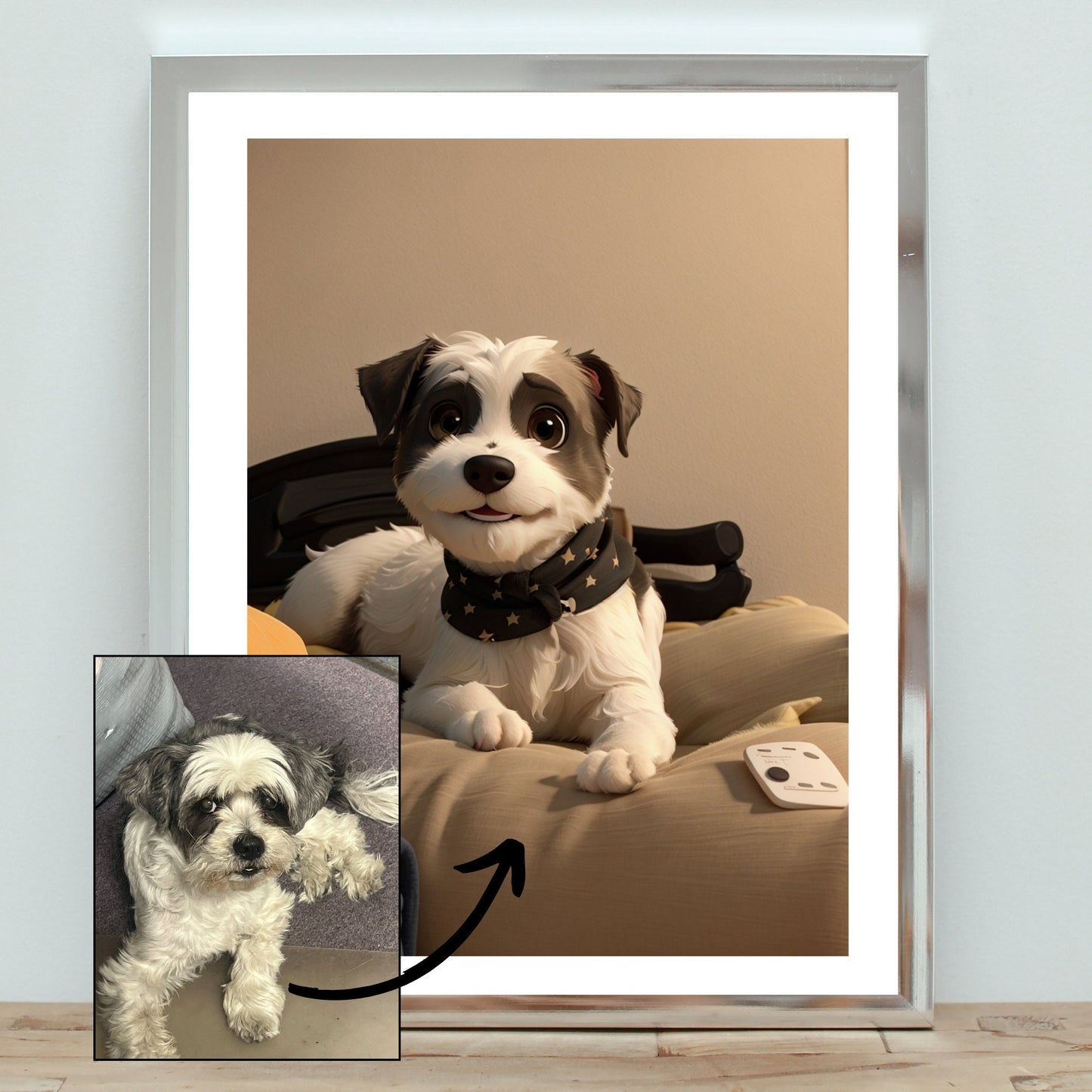 Digital Personalized Cartoon Pet Portrait, Personalized Gift